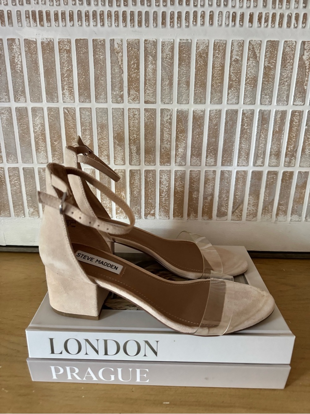 NWOB Steve Madden Nude Block Heel Sandals with Ankle Strap - Size 8M